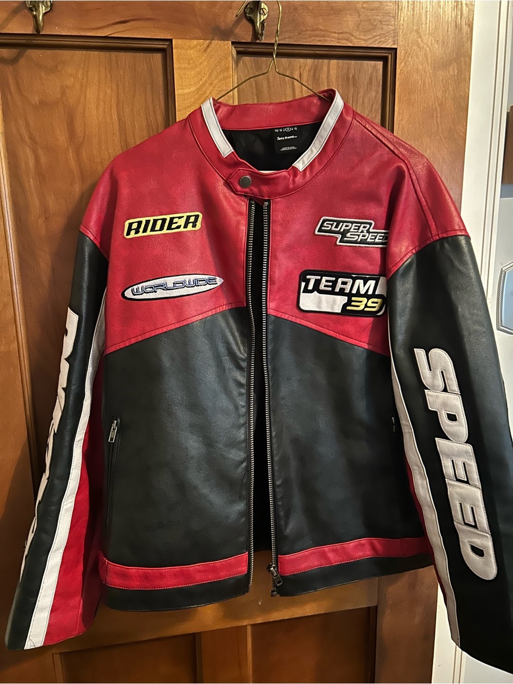 Men's Red & Black Racing-Inspired Lightweight Jacket